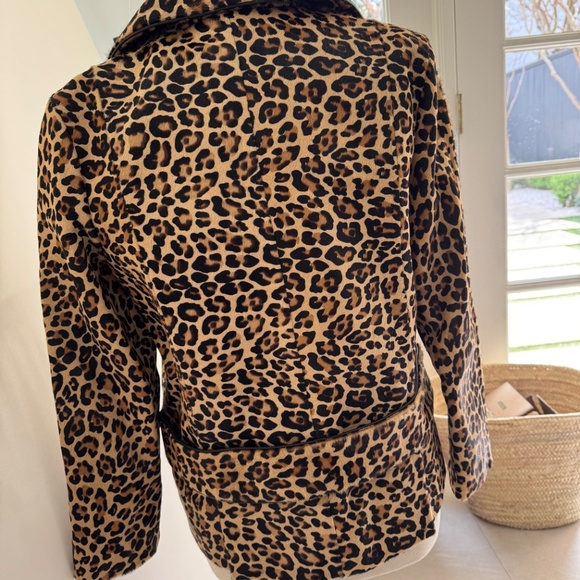 KATE MOSS x ZARA 100% LEATHER JACKET IN LIGHT BEIGE ANIMAL PRINT -M - Picture 4 of 11